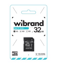 Карта пам'яті Wibrand MicroSDHC 32ГБ (UHS-1) (Клас 10) + SD-адаптер